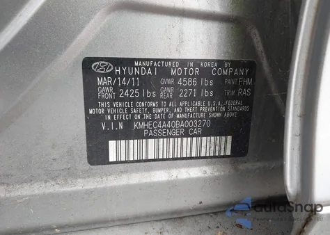 2011 Hyundai Sonata Hybrid from USA, damaged, VIN KMHEC4A40BA003270